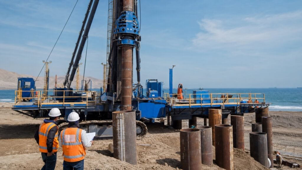 Ejecución de cimentaciones profundas con pilotes tubulares de acero en una obra costera del Perú