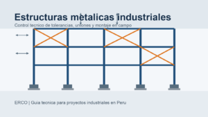 Esquema tecnico de estructuras metalicas industriales con control de montaje