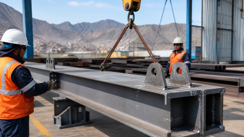 Orejas de izaje soldadas en estructuras metalicas industriales para control de montaje