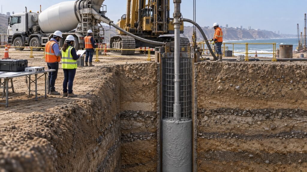 Interrupción controlada del concretado tremie en obras portuarias en Peru