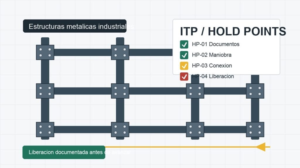 Estructuras metalicas industriales con hold points del ITP para montaje